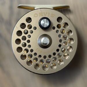 Orvis fly reel in metallic gold finish